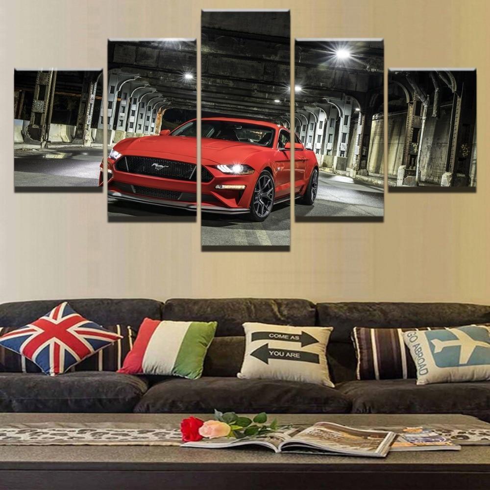 Red Ford Mustang Car &amp;amp; Motor Canvas Wall Art