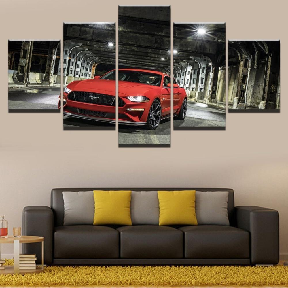 Red Ford Mustang Car &amp;amp; Motor Canvas Wall Art