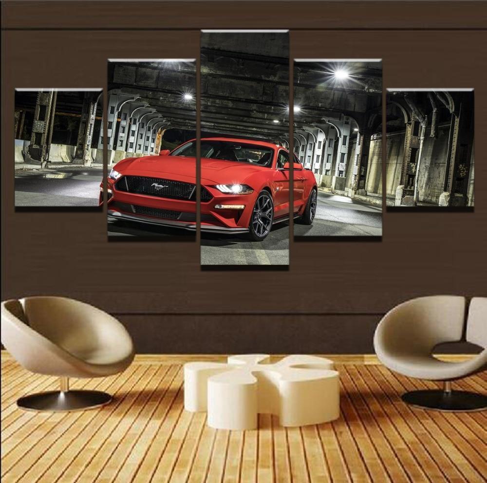 Red Ford Mustang Car &amp;amp; Motor Canvas Wall Art