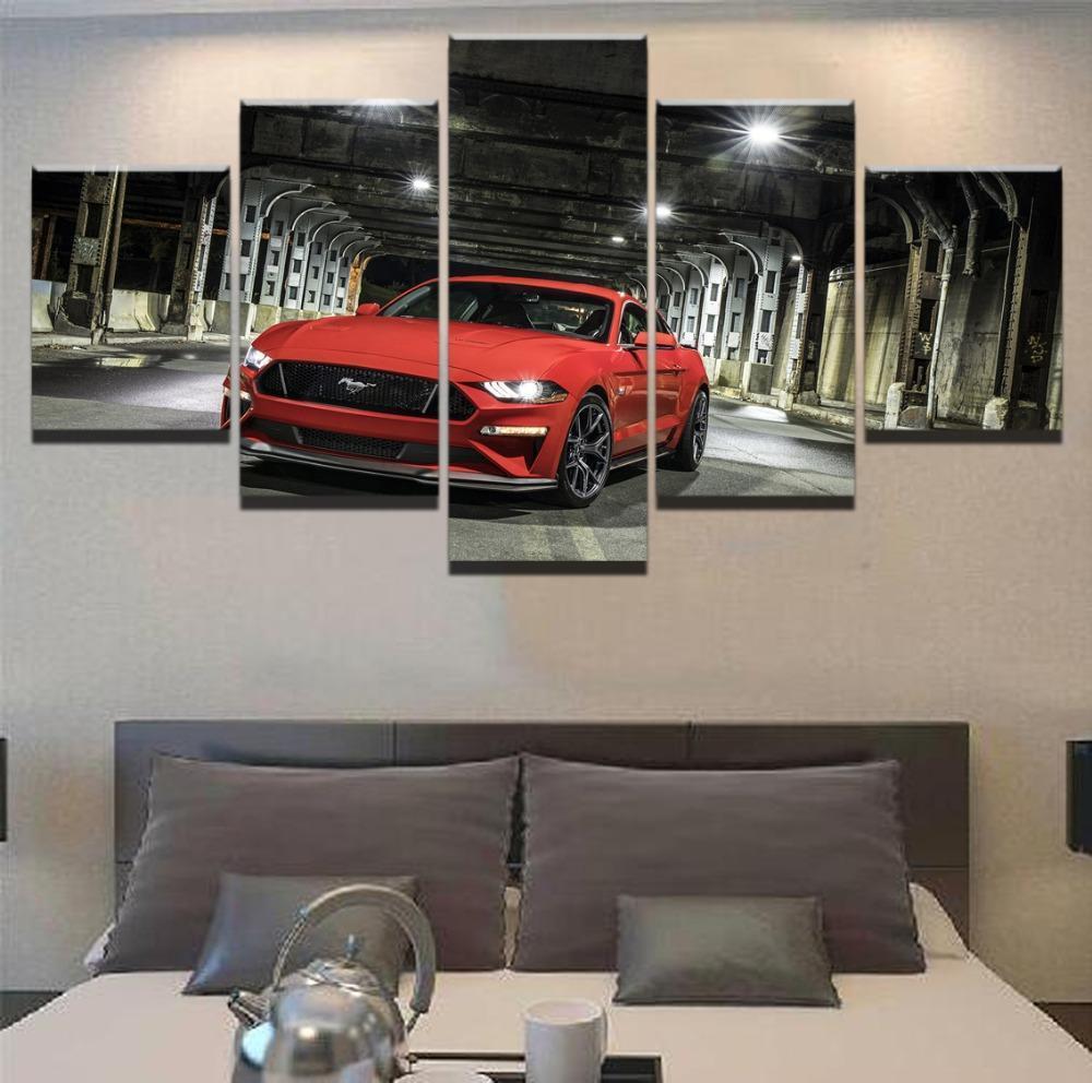 Red Ford Mustang Car &amp;amp; Motor Canvas Wall Art