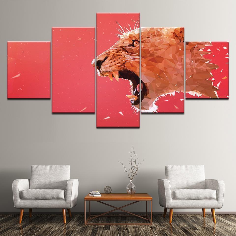 Red Leopard Abstract Animal Canvas Wall Art