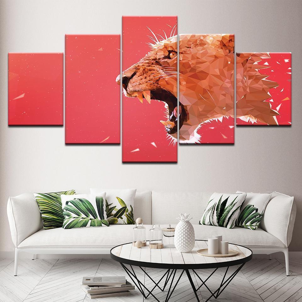 Red Leopard Abstract Animal Canvas Wall Art