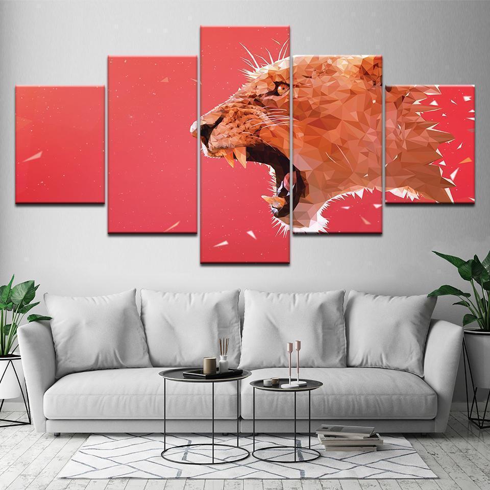 Red Leopard Abstract Animal Canvas Wall Art