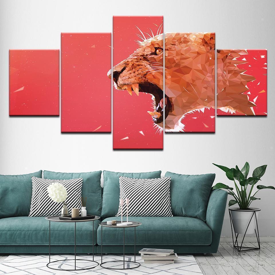 Red Leopard Abstract Animal Canvas Wall Art
