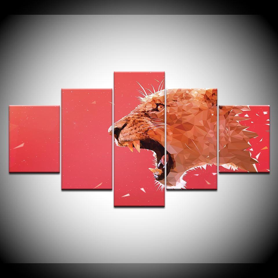 Red Leopard Abstract Animal Canvas Wall Art