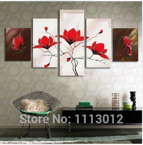 Red Lily Camellia Flower Nature Canvas Wall Art