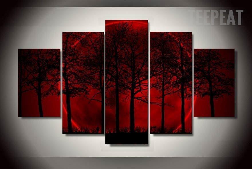 Red Moon Nature Canvas Wall Art