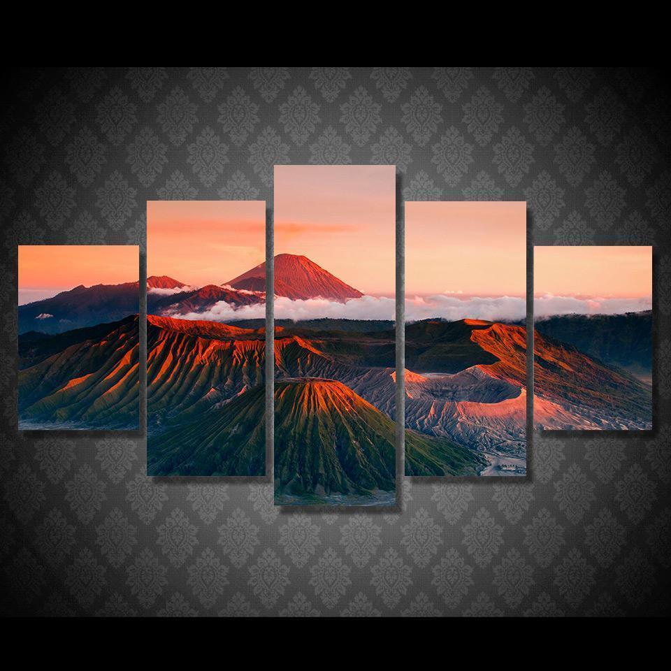 Red Mount Peaks Clouds Nature Canvas Wall Art