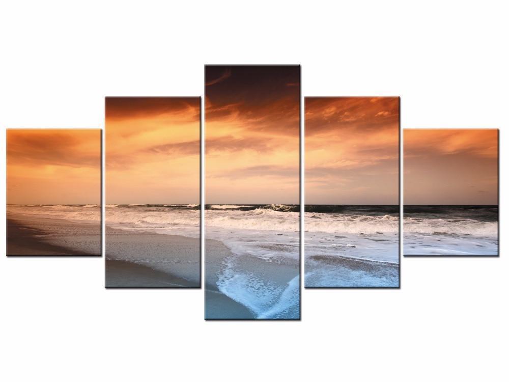 Red Sky In Sea Canvas Wall Art