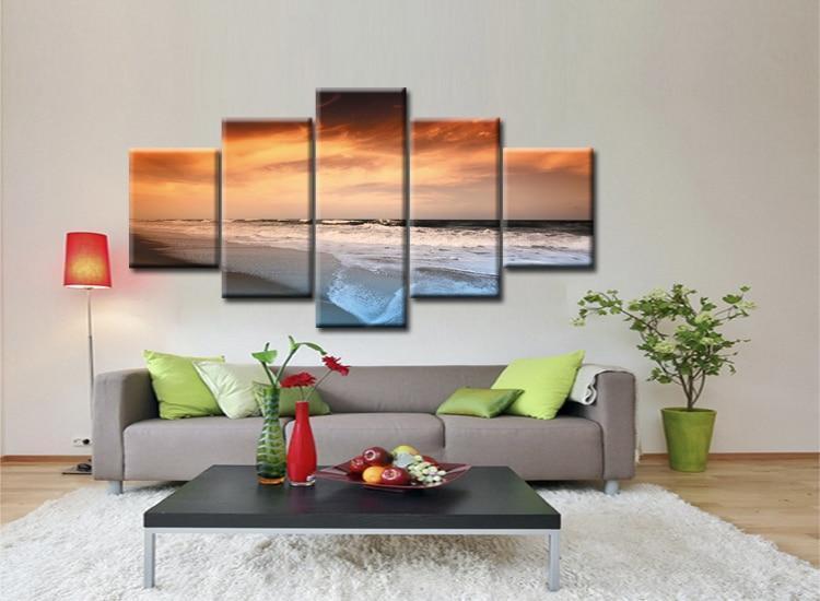 Red Sky In Sea Canvas Wall Art