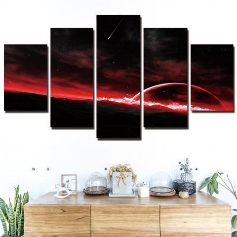 Red Sky, Planet And Space Space Canvas Wall Art