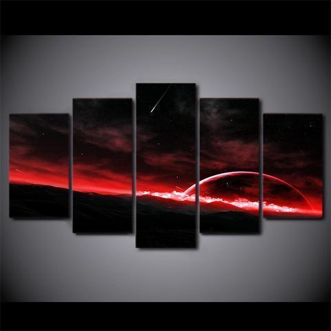 Red Sky, Planet And Space Space Canvas Wall Art