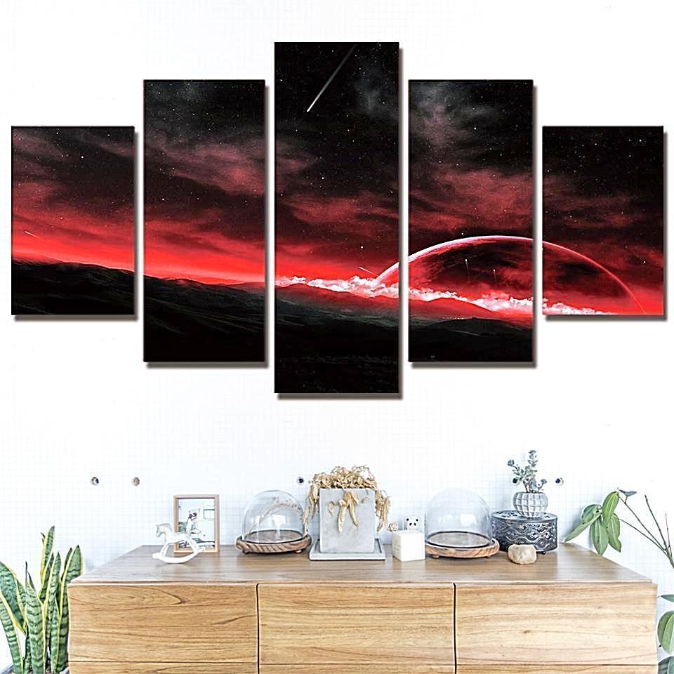 Red Sky Space Universe Canvas Wall Art