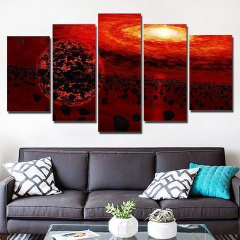 Red Space And Planet Space Canvas Wall Art