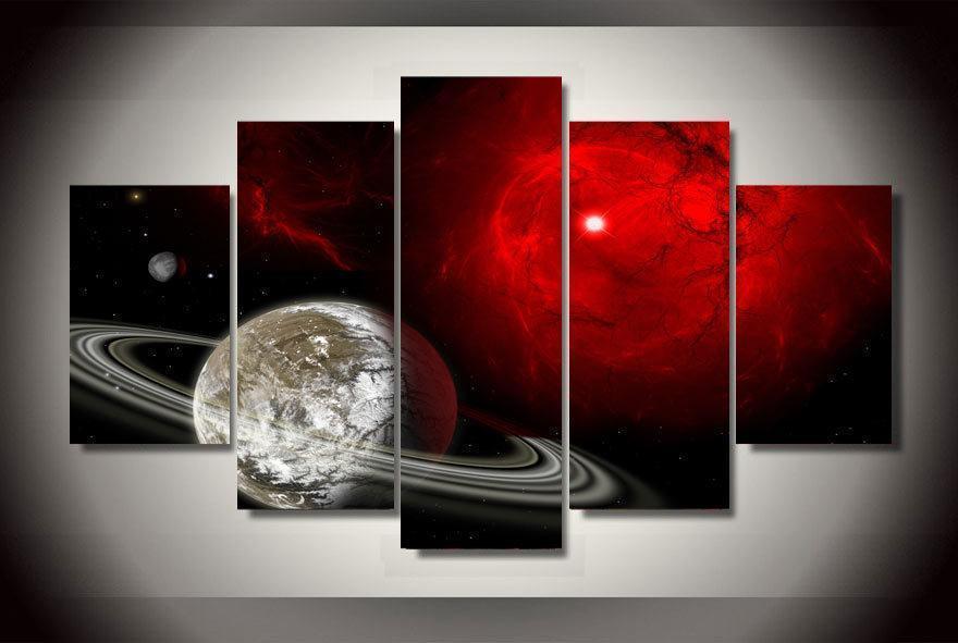 Red Star Space Universe Canvas Wall Art