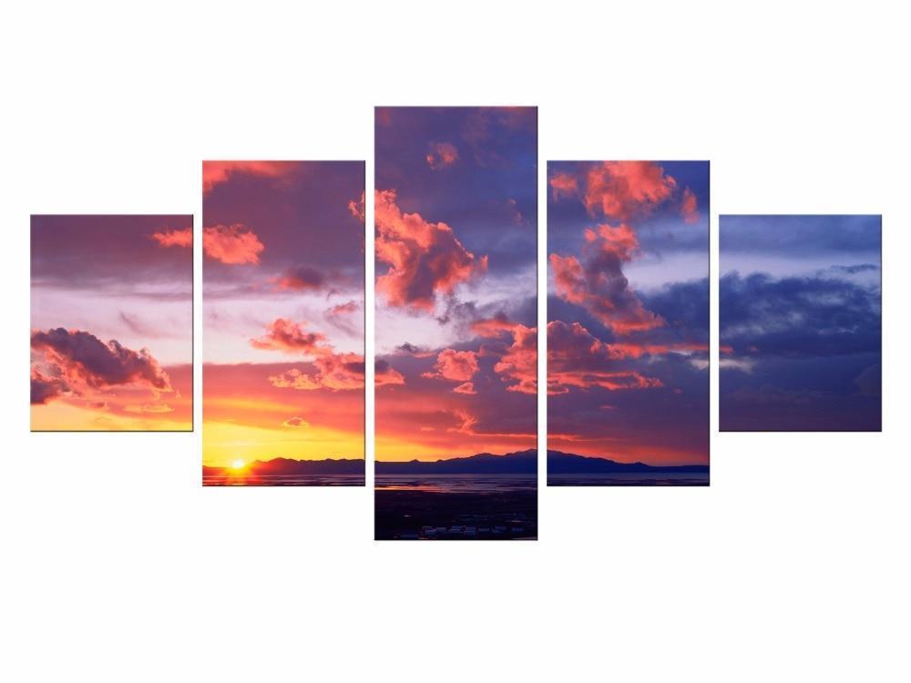 Red Sunset Canvas Wall Art