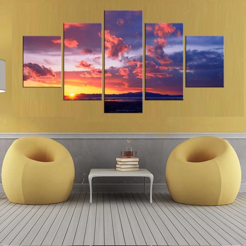 Red Sunset Canvas Wall Art