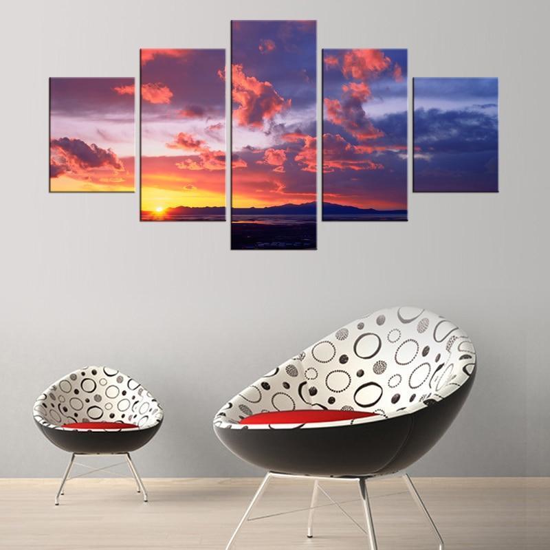 Red Sunset Canvas Wall Art