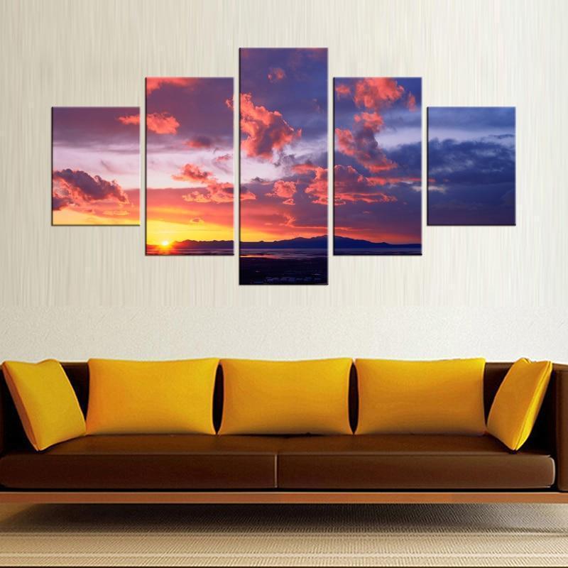 Red Sunset Canvas Wall Art