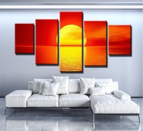 Red Sunset Nature Canvas Wall Art