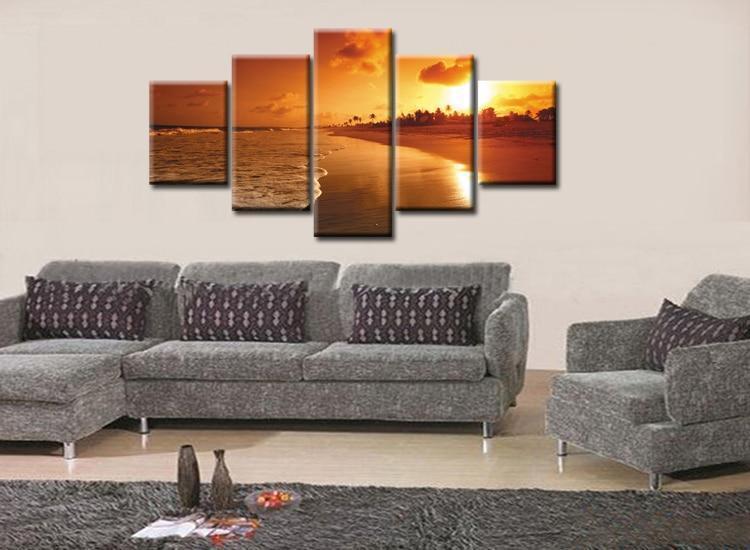 Red Sunset On The Beach Canvas Wall Art