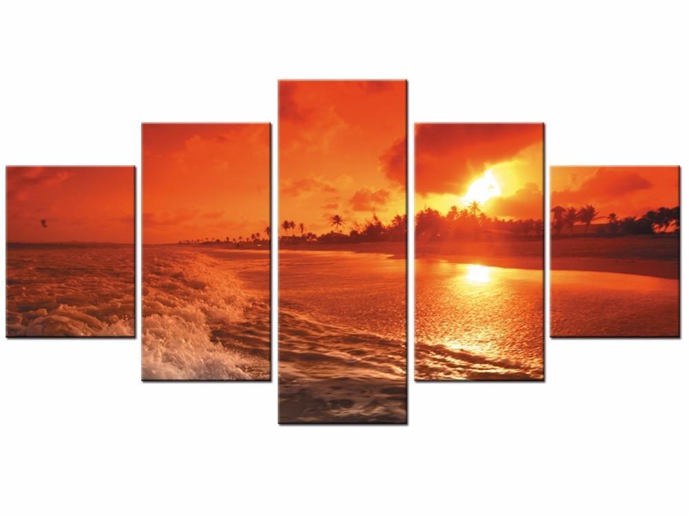 Red Sunset View Canvas Wall Art