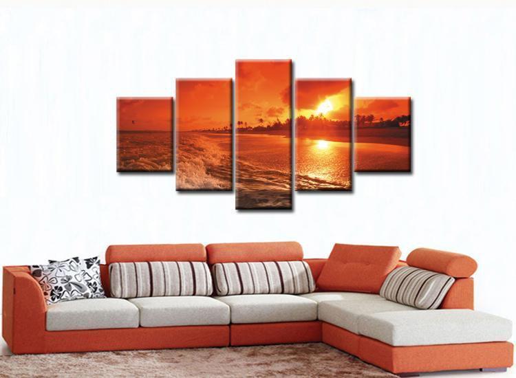 Red Sunset View Canvas Wall Art