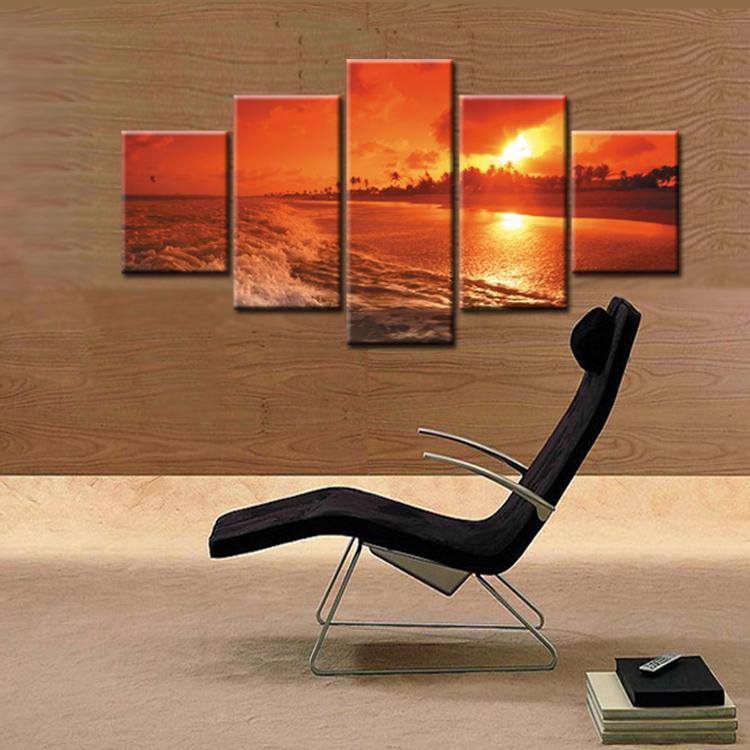 Red Sunset View Canvas Wall Art