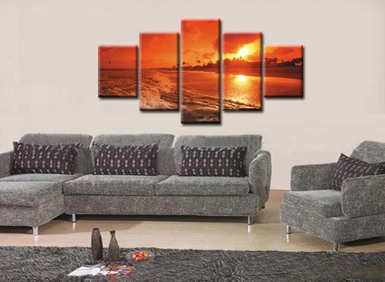 Red Sunset View Canvas Wall Art