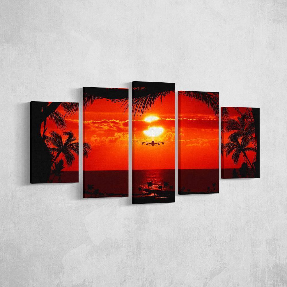 Red Tropical Runway Nature Canvas Wall Art
