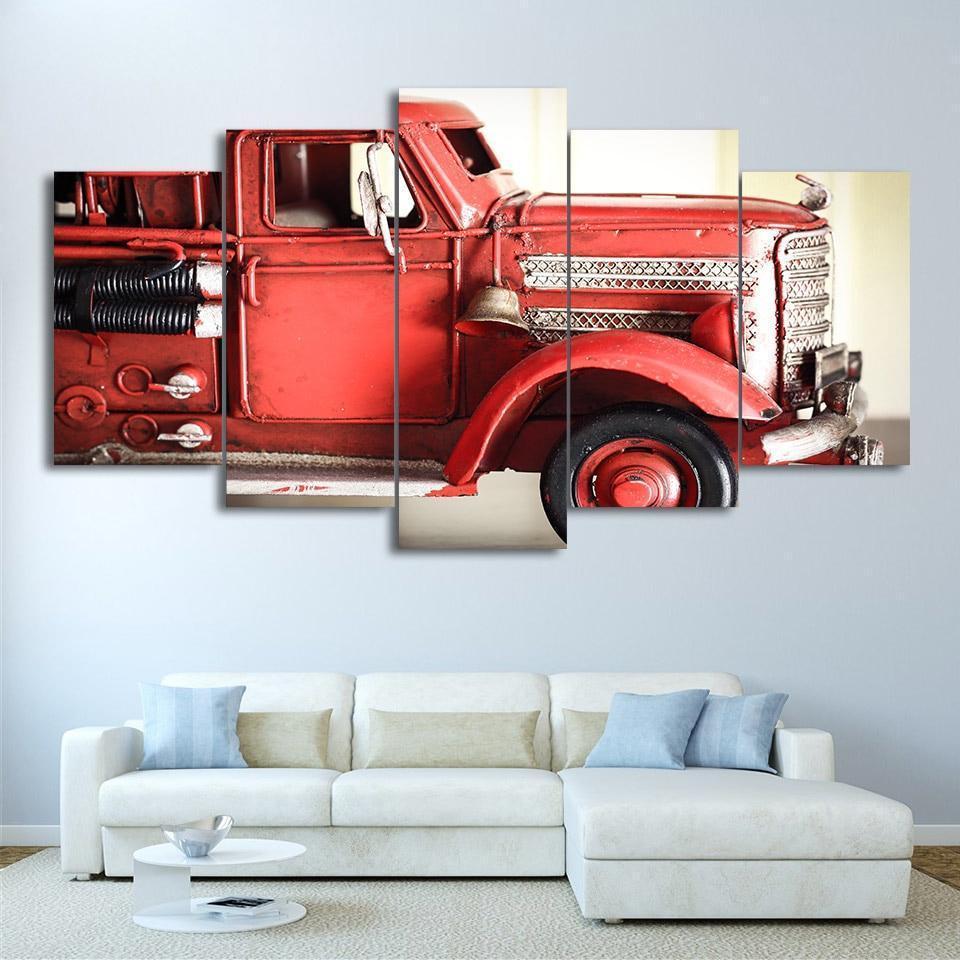 Red Truck Car &amp;amp; Motor Canvas Wall Art