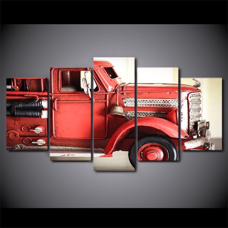 Red Truck Car &amp;amp; Motor Canvas Wall Art