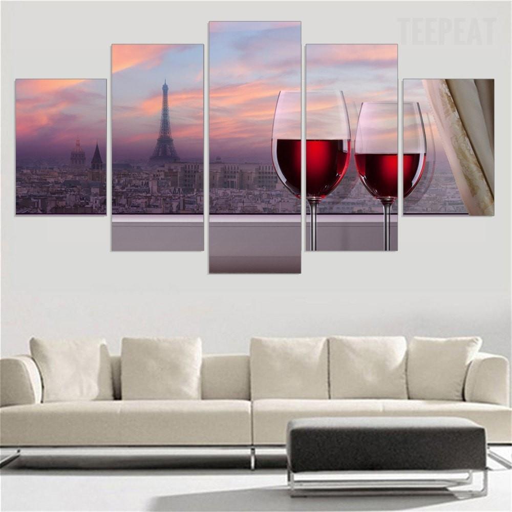 Red Wine City Landscape Nature Canvas Wall Art