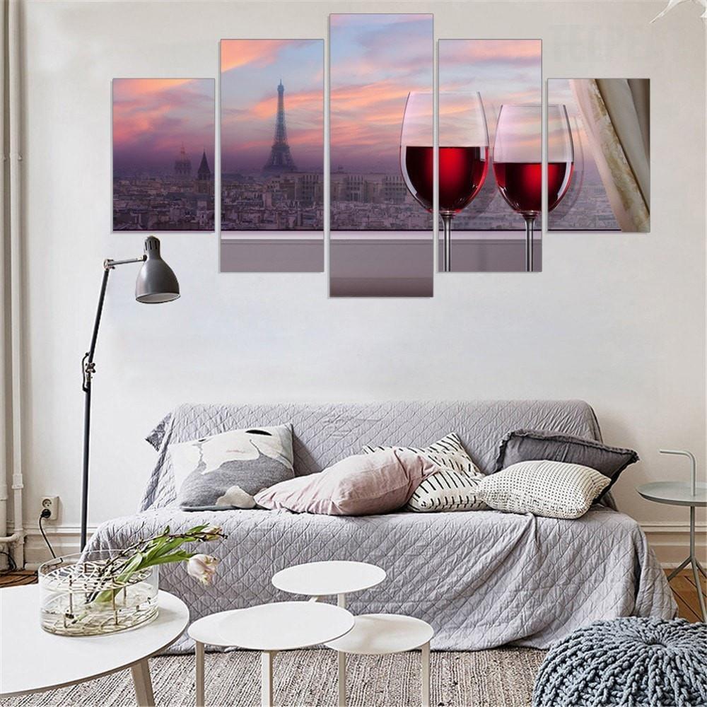 Red Wine City Landscape Nature Canvas Wall Art