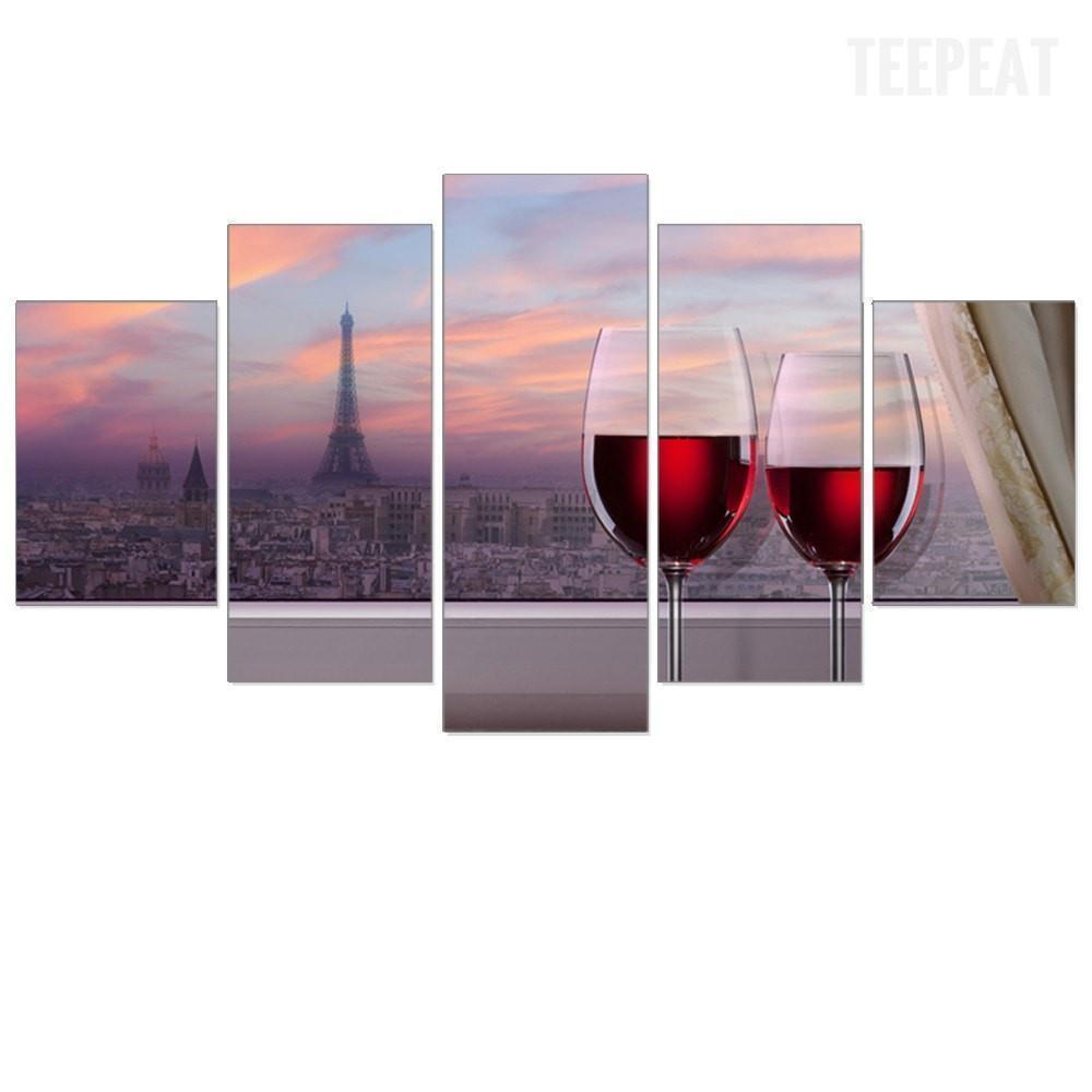 Red Wine City Landscape Nature Canvas Wall Art