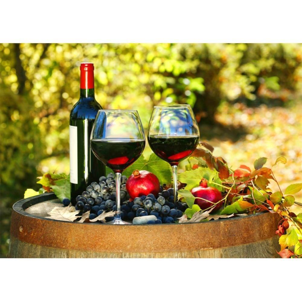Red Wine Red Pomegranate Grapes Fruit Kitchen Canvas Wall Art