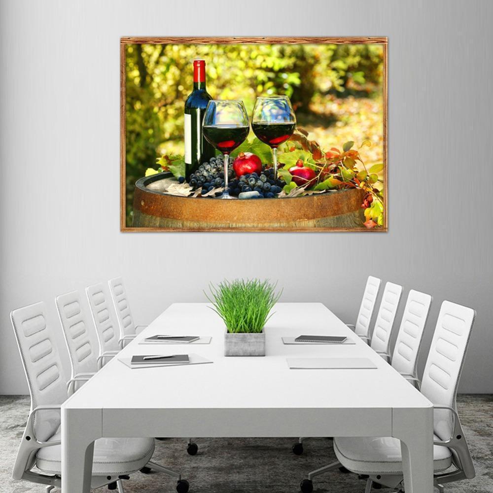 Red Wine Red Pomegranate Grapes Fruit Kitchen Canvas Wall Art