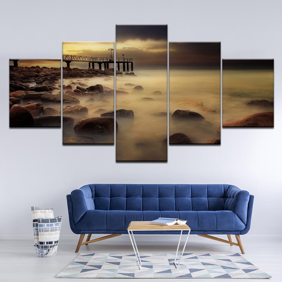 Reef Bridge Early Morning Nature Canvas Wall Art