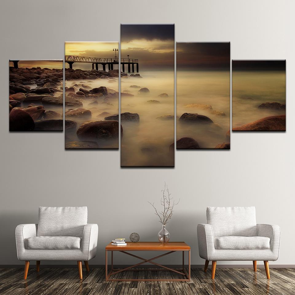Reef Bridge Early Morning Nature Canvas Wall Art