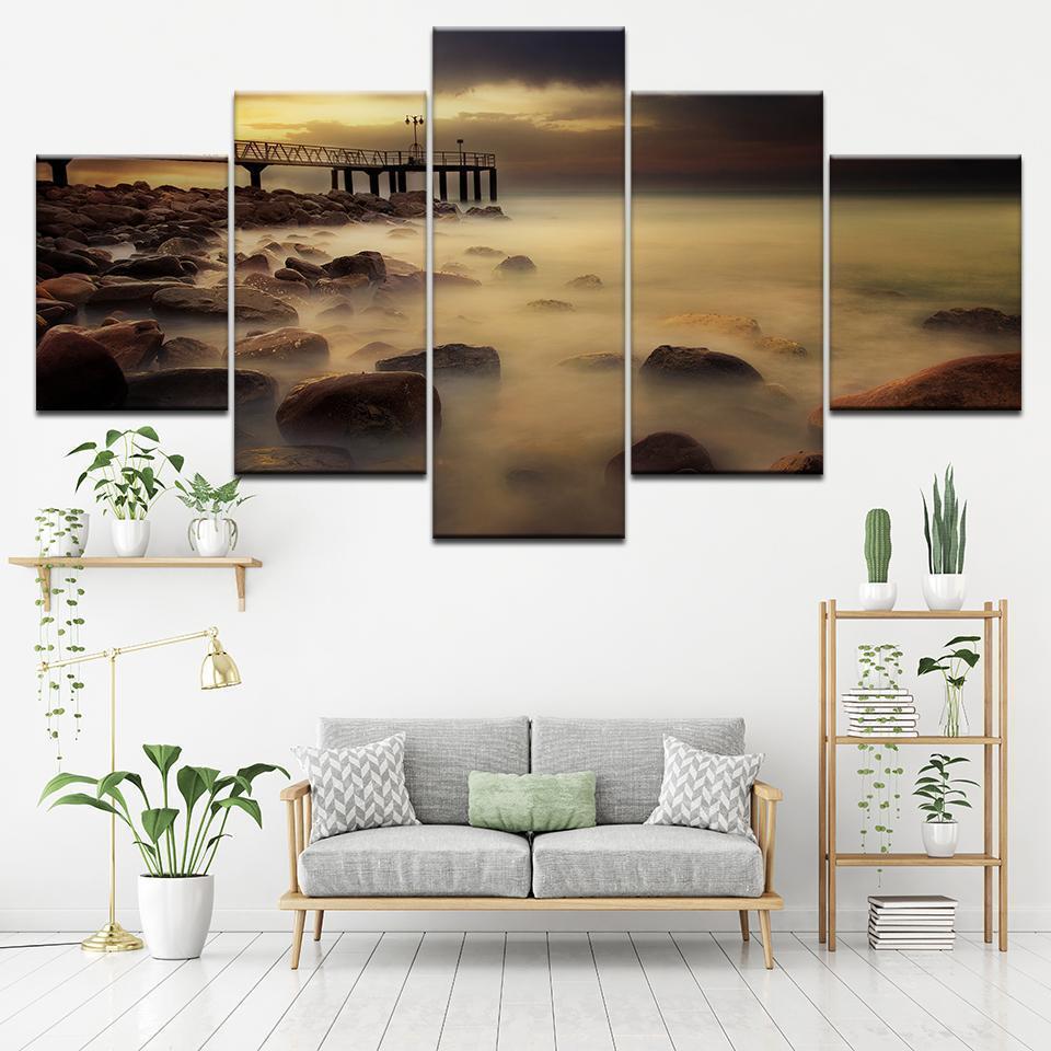 Reef Bridge Early Morning Nature Canvas Wall Art