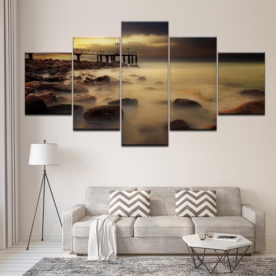 Reef Bridge Early Morning Nature Canvas Wall Art