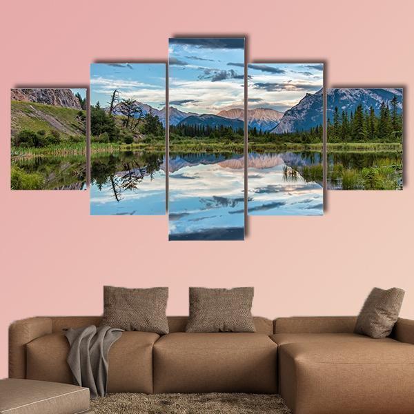 Reflection Of Dramatic Dark Clouds In Vermilion Lake Nature Canvas Wall Art