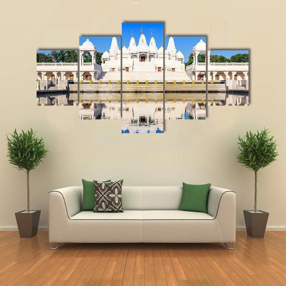 Reflection Of Hindu Temple In Atlanta Nature Canvas Wall Art