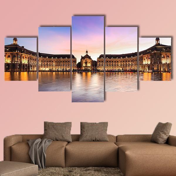 Reflection Of Place De La Bourse In Bordeaux Nature Canvas Wall Art