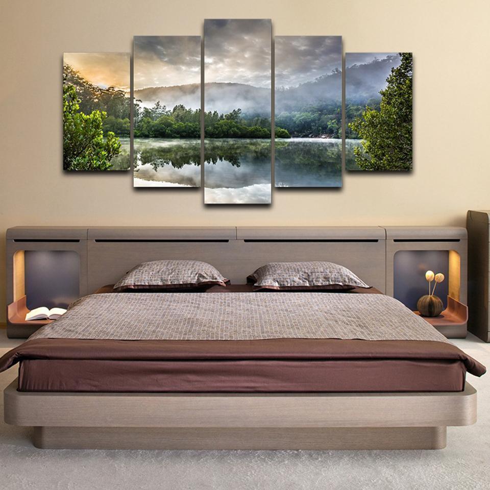 Reflection Of Trees On Surface Of Water Nature Scenery Nature Canvas Wall Art