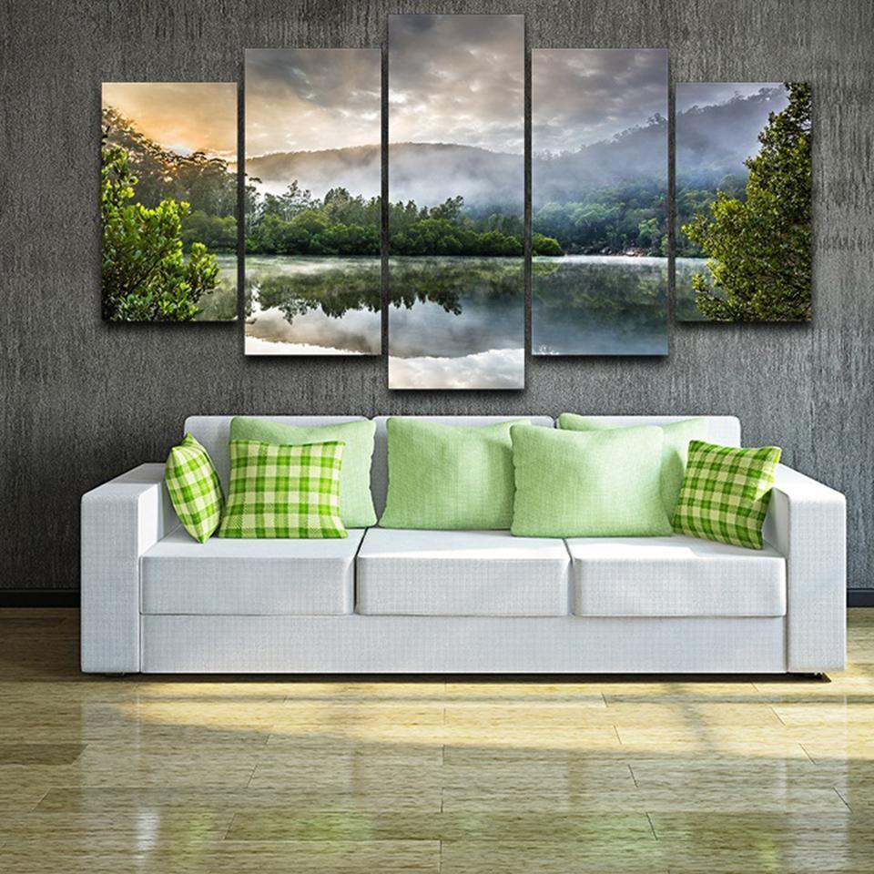 Reflection Of Trees On Surface Of Water Nature Scenery Nature Canvas Wall Art