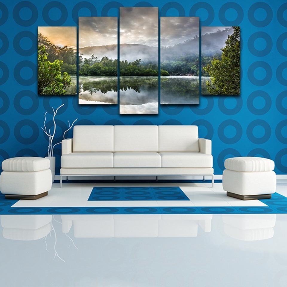 Reflection Of Trees On Surface Of Water Nature Scenery Nature Canvas Wall Art