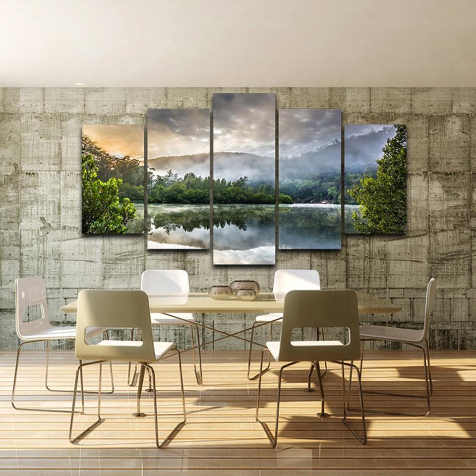 Reflection Of Trees On Surface Of Water Nature Scenery Nature Canvas Wall Art