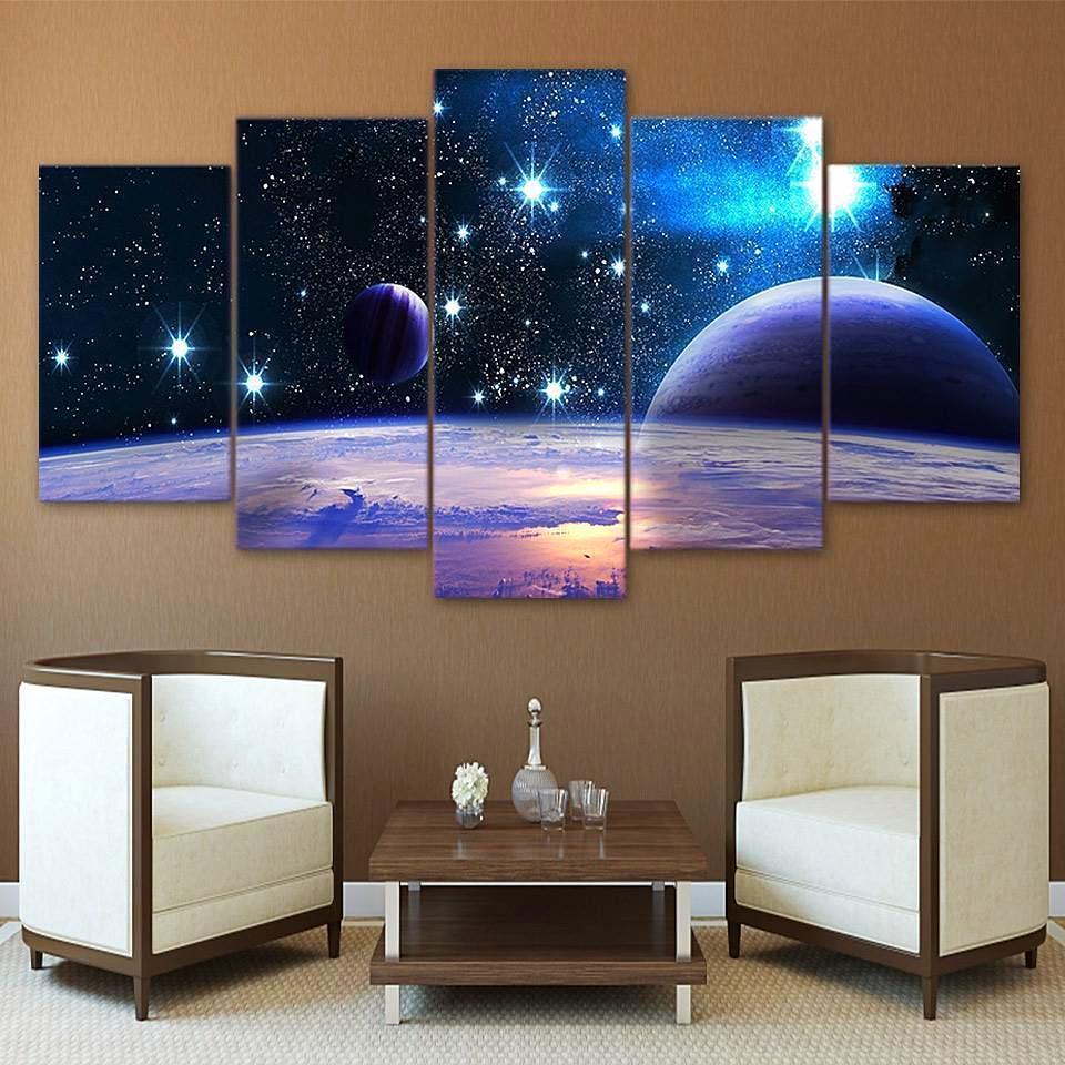 Reflection Space Planet Space Universe Canvas Wall Art