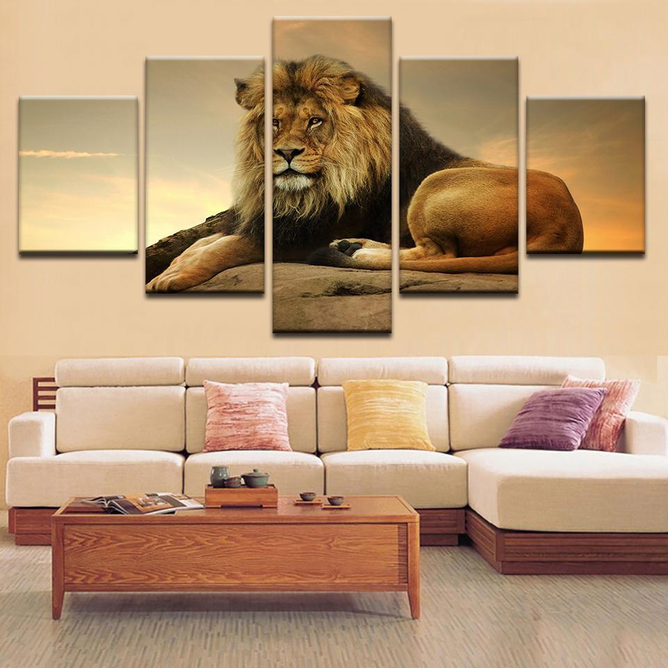 Resting Lion Animal Canvas Wall Art